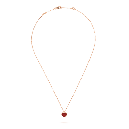 SWEET CLOVER CARNELIAN HEART NECKLACE