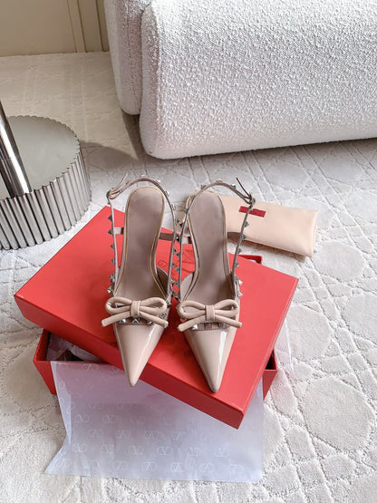 Rockstud High-heels Slingback 10cm Rose Cannelle